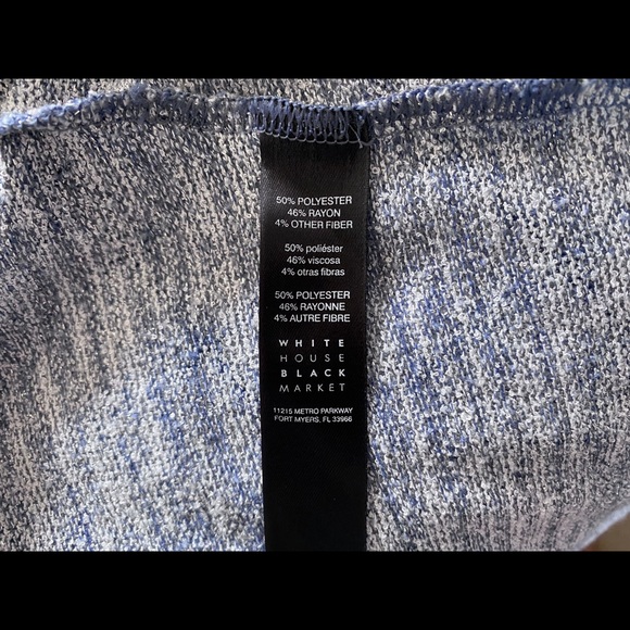 White House Black Market Sparkle Blue Gray Silver Cross Front Knit Top Small - Picture 8 of 8